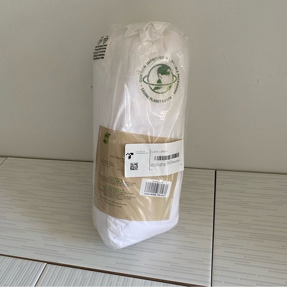 NEW Lane Linen White 100% Organic Cotton Percale Weave Twin Sheet Set Luxury - Picture 14 of 16